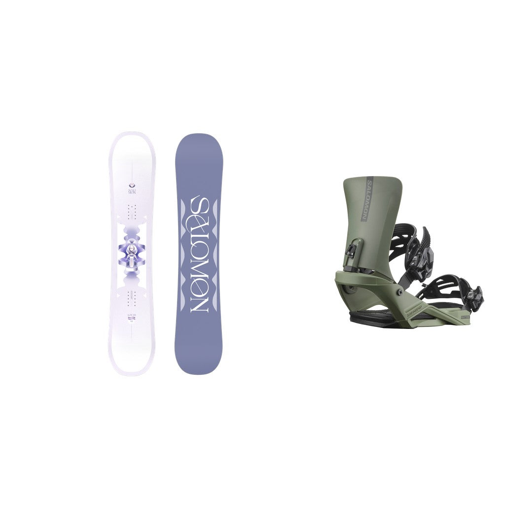 Salomon Lotus Womens Snowboard 2026 with Rhythm Bindings Snowboard Package - Lichen Green