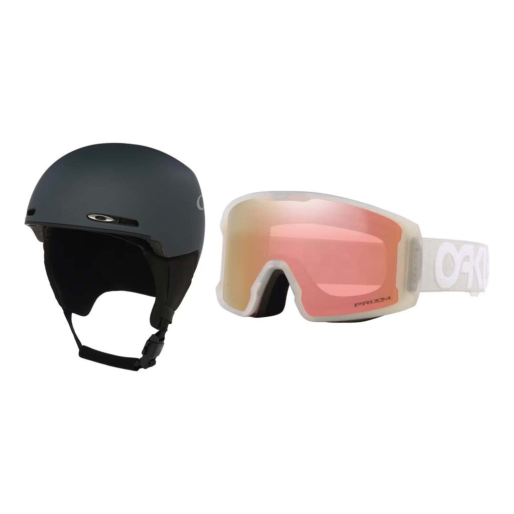 Oakley MOD1 MIPS Helmet 2027 with Line Miner M Goggles Package - India Ink W/ Metallic Silver
