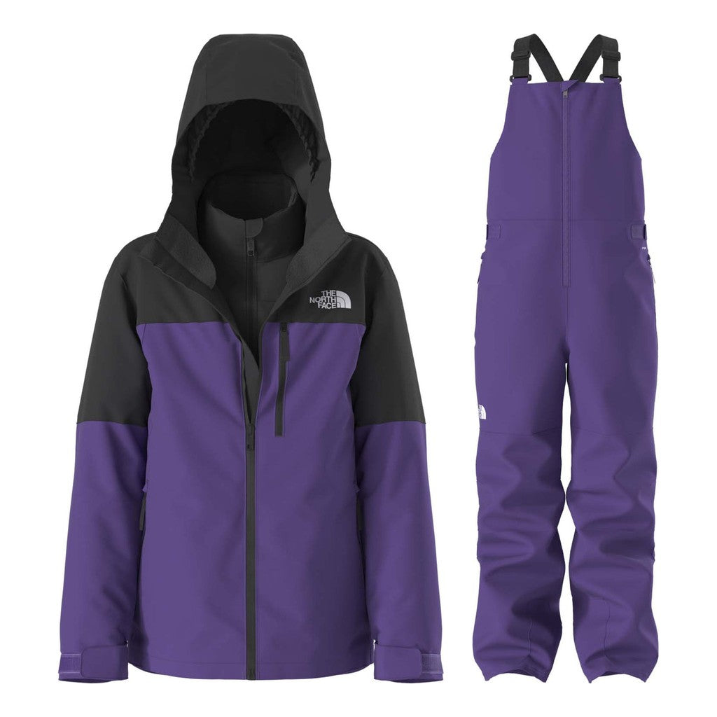 North Face Freedom Triclimate 3-N-1 Kids 2027 with Freedom Bibs Package (Peak Purple)