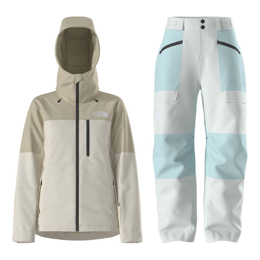 North Face Freedom Insulated Jacket Womens 2027 with Powstar Pants Package (White Dune)