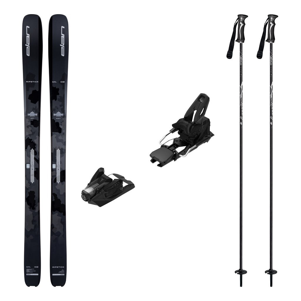 Elan Ripstick 102 Black Edition Skis 2027 with Strive 14 Bindings Ski Package - Black