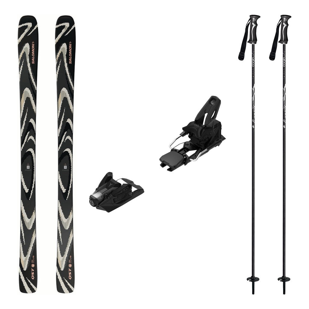 Salomon QST 94 Skis 2027 with Strive 14 Bindings Ski Package (Black/Almond Milk) - Black