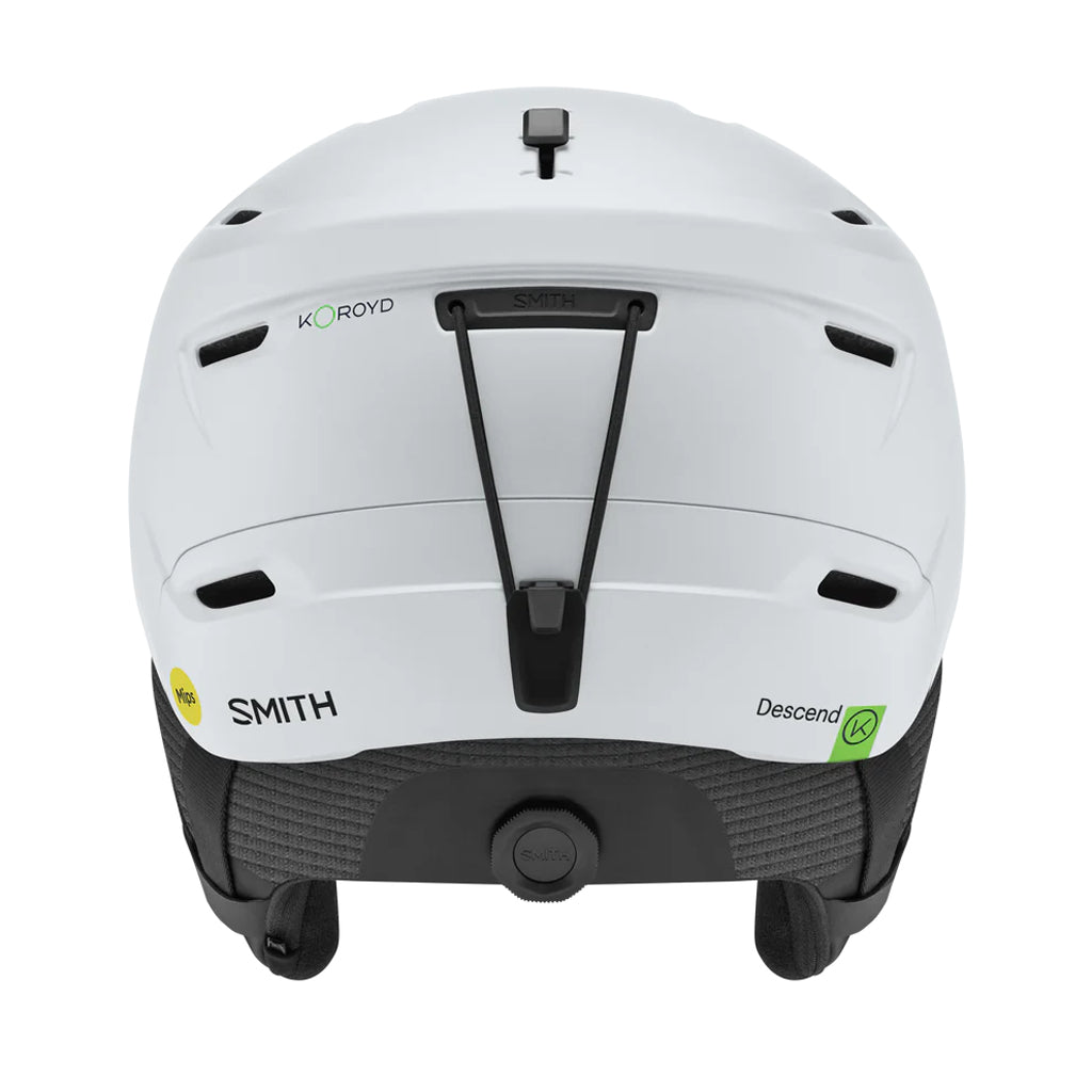 DescendMIPSRoundContour-White helmet with a visible brand logo on a white background