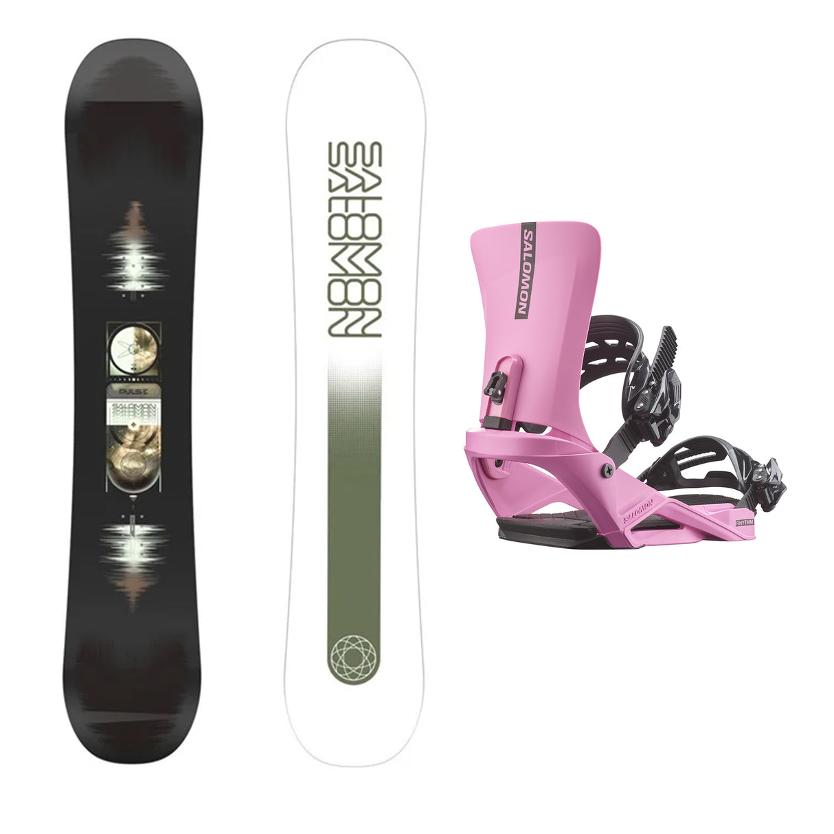 Salomon Pulse Snowboard with Salomon Rhythm Bindings Mens Snowboard Package 2026