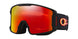 Line Miner L-Red goggles with black frame and Oakley logo on a white background