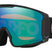 Line Miner L-Oakley goggles with blue reflective lens and pink logo on a white background