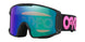 Line Miner L-Oakley goggles with blue reflective lens and pink logo on a white background