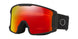Line Miner L-Black goggles with red reflective lenses on a white background