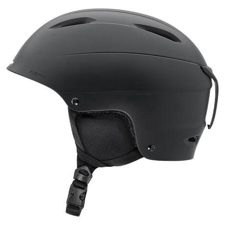 Bevel-Black helmet with a strap on a white background