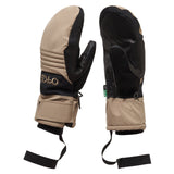 B1B Mitten-Pair of tan and black gloves with brand logo on a white background
