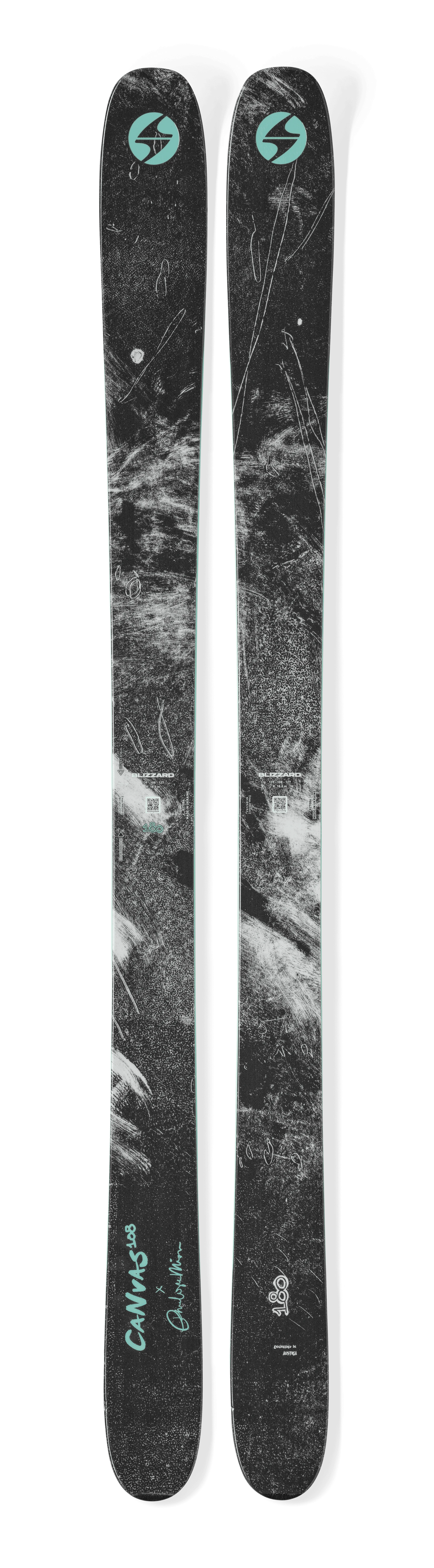 Canvas 108-Two skis with visible branding on a white background