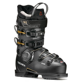 MACHBOAHV75-Black Tecnica ski boot with gold accents on a white background