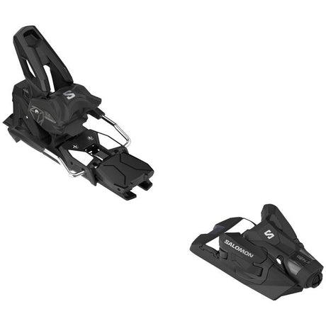 Strive14-Black ski bindings with Salomon branding on a white background