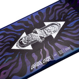 GammaAPX-Snowboard with black and white design on a purple flame pattern
