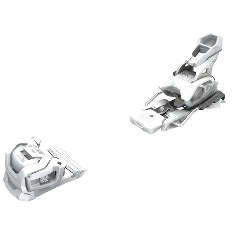 Attack LYT 12-Pair of white ski bindings on a white background