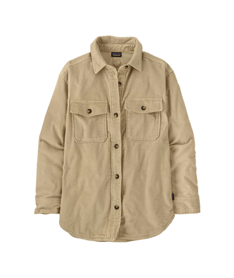 Corduroy Overshirt Jacket-A beige Patagonia Corduroy Overshirt Jacket for women with button-front closure and chest pockets.