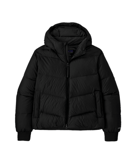 Sindit Hoody- A black Patagonia Sindit Hoody Jacket for women with a fixed hood and zippered pockets.