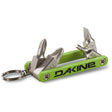 FidgetTool-Green multi-tool keychain with 'Dakine' branding on a white background