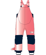 Rider 2 Ins Bib-Pink and navy bib overalls with a brand logo on a transparent background
