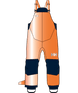Rider 2 Ins Bib-Orange and navy bib overalls with a brand logo on a transparent background