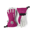 Army Leather Heli Ski Glove-Pair of pink and white gloves with visible branding on a transparent background