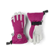 Army Leather Heli Ski Glove-Pair of pink and white gloves with visible branding on a transparent background