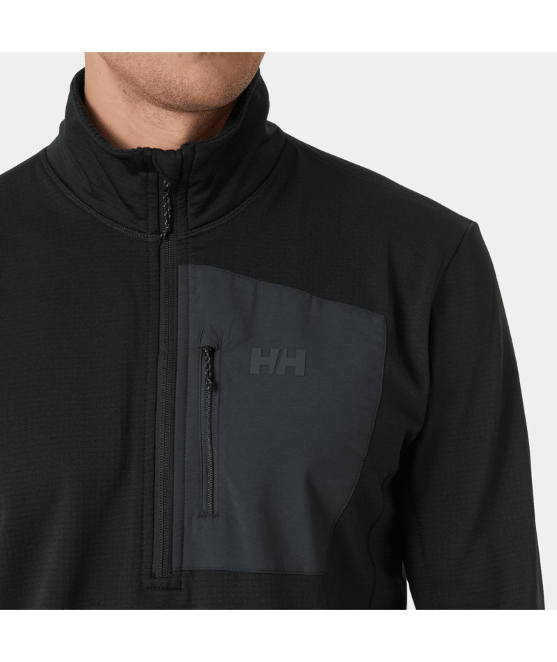 Versalite 1/2 Zip Fleece-Black long-sleeve shirt with a quarter zip on a transparent background