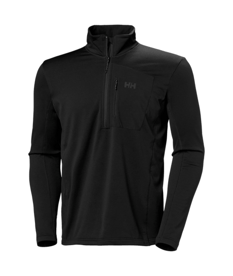 Versalite 1/2 Zip Fleece-Black long-sleeve shirt with a quarter zip on a transparent background