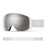 4DMag-Smith snow goggles with silver lens and white frame on a white background