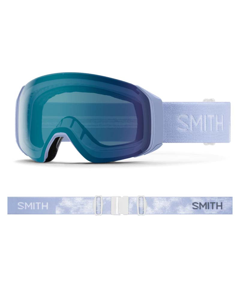 4DMagS-Blue goggles with a white strap on a white background, featuring the Smith logo.