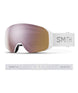 4DMagS-Smith snow goggles with white frame and pinkish-brown lens on a white background