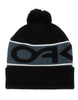 Factory Cuff Beanie-Black beanie with gray stripe and brand logo on a white background