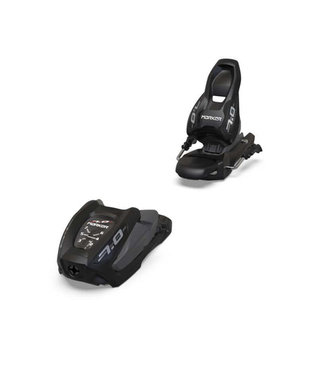 7.0 -Two black ski binding components on a white background