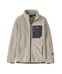R1 Air jacket-A kids' full-zip Patagonia R1 Air jacket in black and beige color, made from recycled fleece fabric.