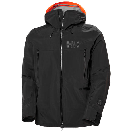 Sogn Shell 2.0 Jacket-Black jacket with orange hood on a white background