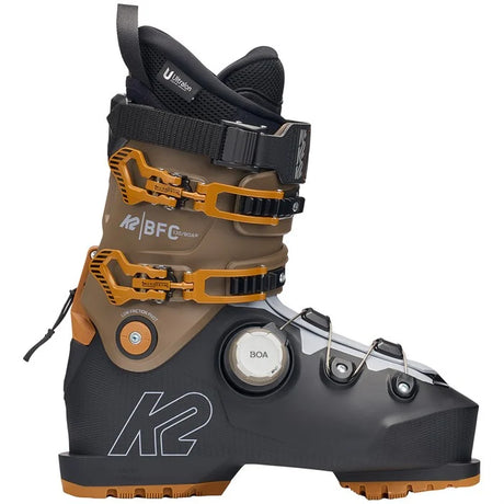 BFC 130 BOA-K2 ski boot with brown and black design on a white background