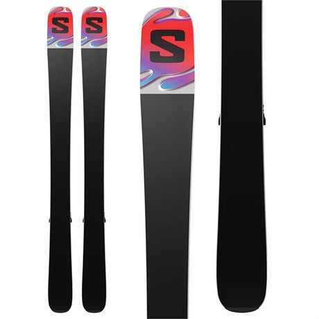 Jr. QST Blank Team- Salomon skis with a colorful design on a white background