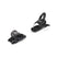 Squire10-Two black ski bindings on a white background