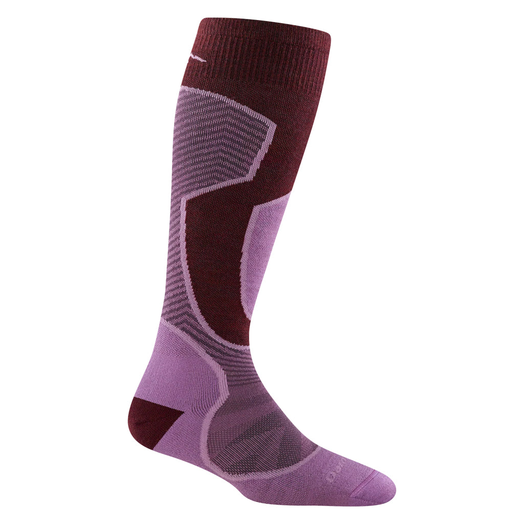 Outer Limits OTC Lightweight With Cushion-Maroon and purple knee-high sock on a white background