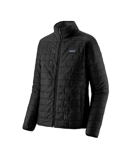 Nano Puff Jacket-A black Patagonia Nano Puff Jacket for men displayed against a plain background.