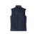 Nano Puff Vest-Navy blue quilted vest with a brand logo on a white background