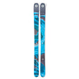 Rustler10-Pair of skis with blue and gray design on a white background