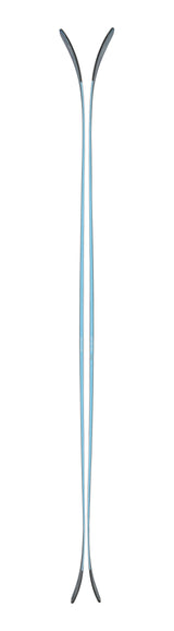 Sheeva 9-Two blue skis with a colorful pattern on a white background