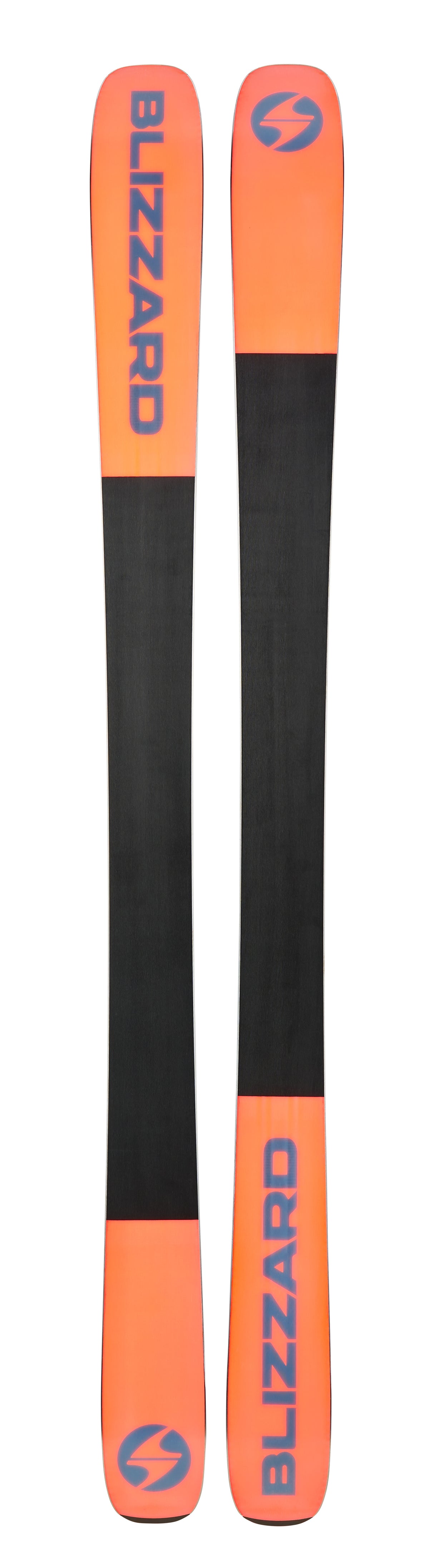 Sheeva 9-Two blue skis with a colorful pattern on a white background