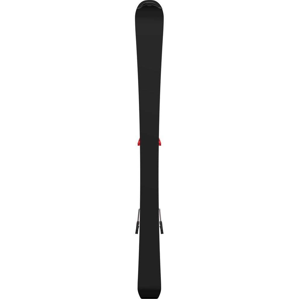 Redster J2- A pair of red Atomic Redster J2 kids skis with black bindings, designed for smooth progression and confident control on groomed terrain.