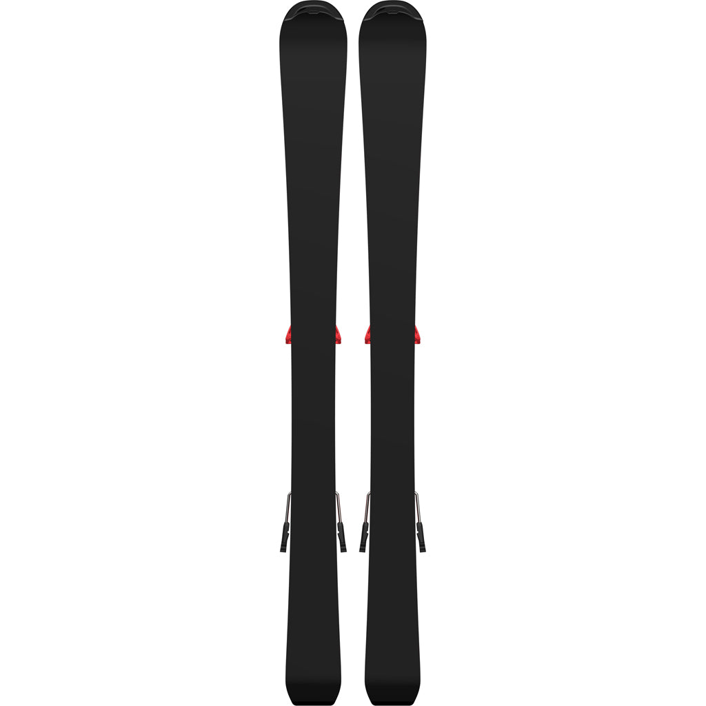 Redster J2- A pair of red Atomic Redster J2 kids skis with black bindings, designed for smooth progression and confident control on groomed terrain.