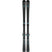 MRedsterX7-Pair of black and blue skis with blue bindings on a white background