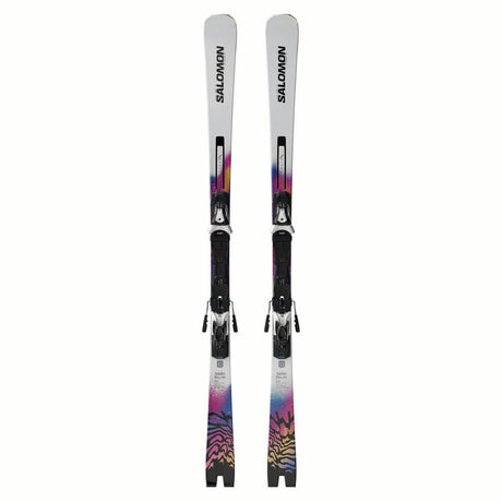 ADDIKTPRO66MI12GW-Pair of Salomon skis with colorful design on a white background