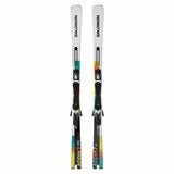 ADDIKTPRO76MI12GW-Pair of Salomon skis with colorful design on a white background