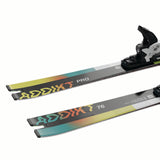 ADDIKTPRO76MI12GW-Pair of Salomon skis with colorful design on a white background
